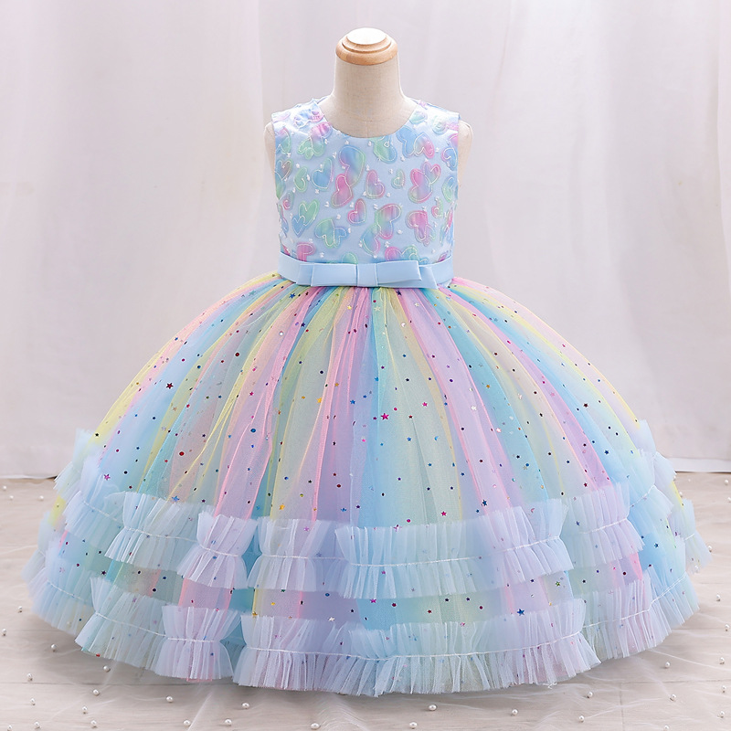 Children's dresses, princess dresses, sleeveless European and American girls' fluffy gauze dresses, children's runway shows, piano performance costumes, cross-border