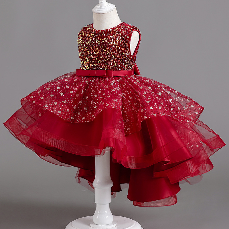 Amazon Children's Princess Dress Flower Girl Pong Tail Dress Girl Fashion Show Piano Banquet Evening Dress