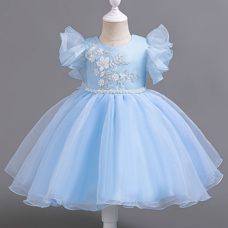 Girl Princess Dress Summer Flower Girl Wedding Dress Little Girl Birthday Party Dress Children Host Performance Dress
