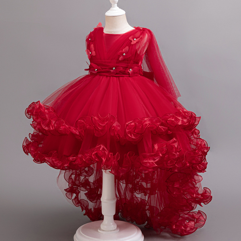 Girl's fluffy dress, summer flower girl fashion show, piano performance dress, princess dress, children's birthday wedding dress