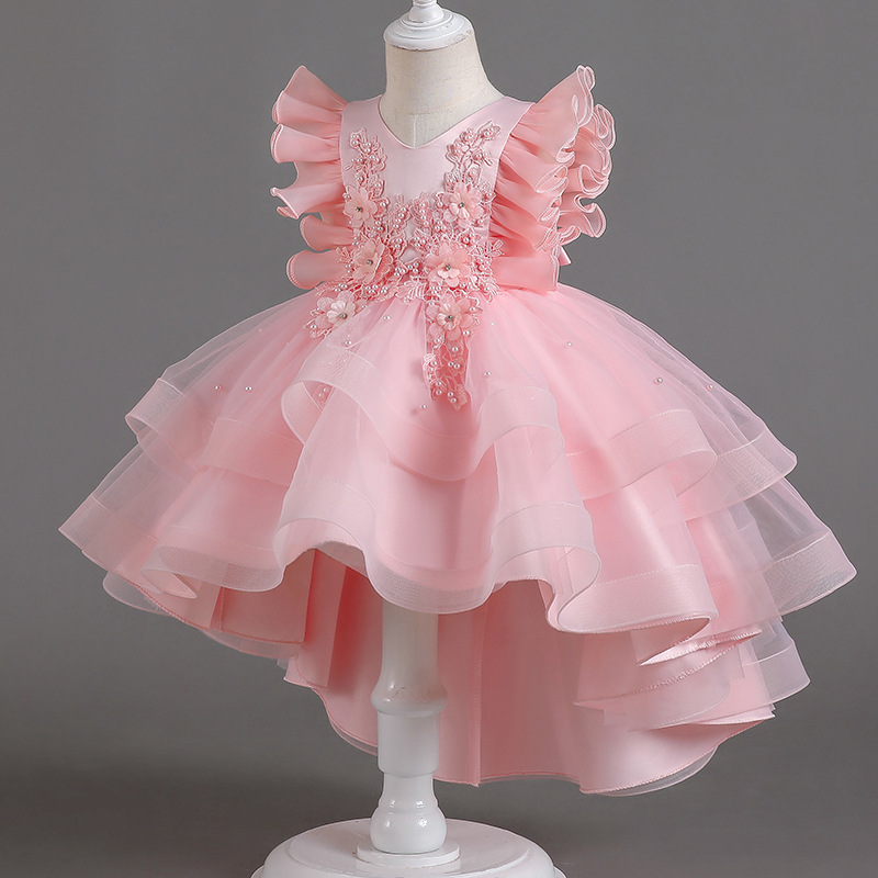 Amazon girls' princess dress, children's high-end wedding dress, runway show, piano performance dress, flower girl fluffy dress