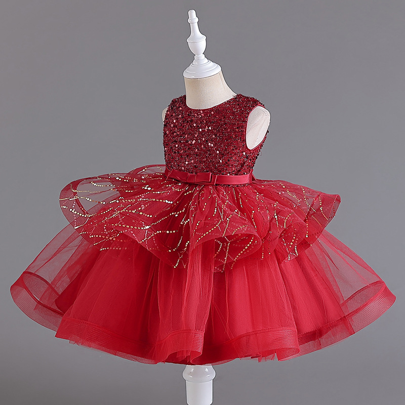 New foreign trade girls' cake dress dress, European and American children's princess dress, fluffy wedding dress, birthday performance dress, dress