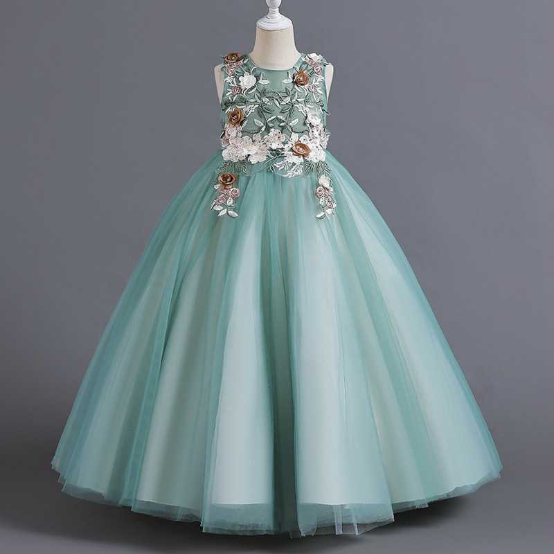 Children's dress, princess dress, flower girl, host, fluffy dress, girl's banquet, piano performance, evening dress, European and American style