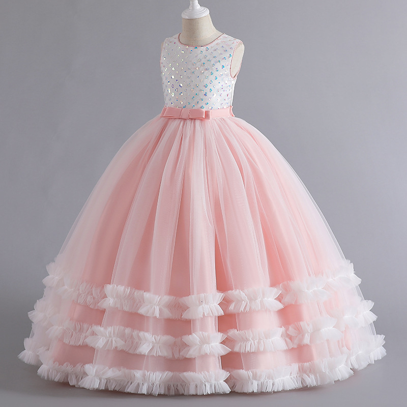 New children's dress, flower girl fluffy princess dress, girls' runway show host piano performance dress, cross-border dress