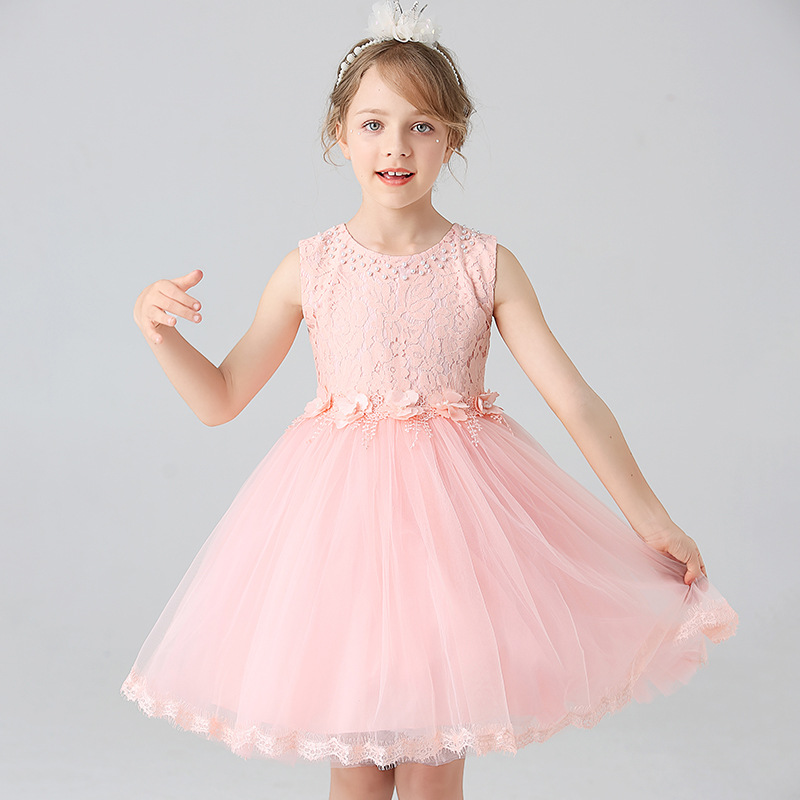 Cross border hot selling girls' princess dress, stylish fluffy gauze dress, European and American children's wedding piano performance dress, dress