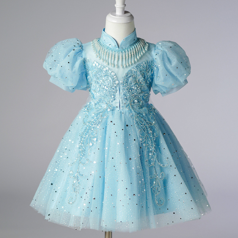 Girl Princess Dress High end Dress European and American Flower Girl Wedding Banquet Dress Little Girl Piano Performance Dress Western Style