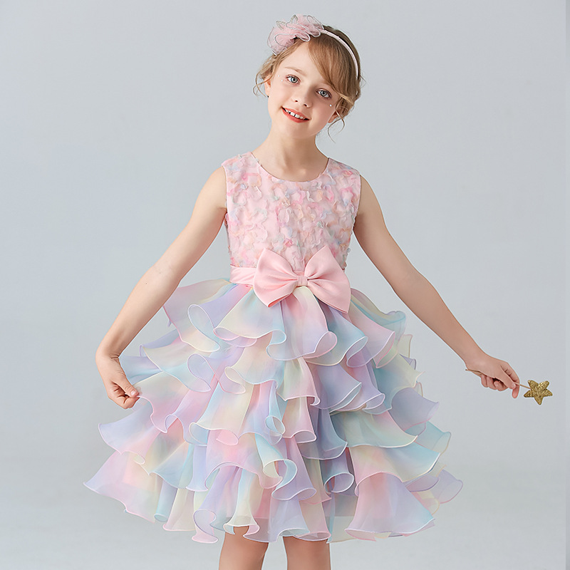 European and American girl princess dress, wedding cake, girl dress, birthday walk, piano performance, evening dress, little princess