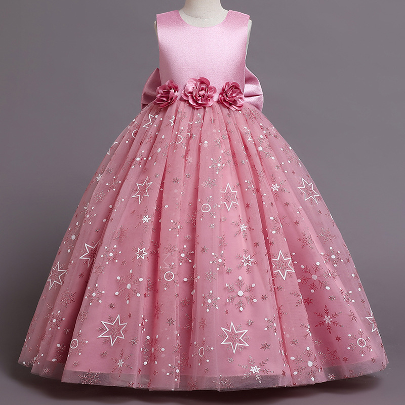 European and American Little Princess Children's Dress High end Yarn Dress Girls' Wedding Dress Banquet Princess Dress Piano Performance Evening Dress