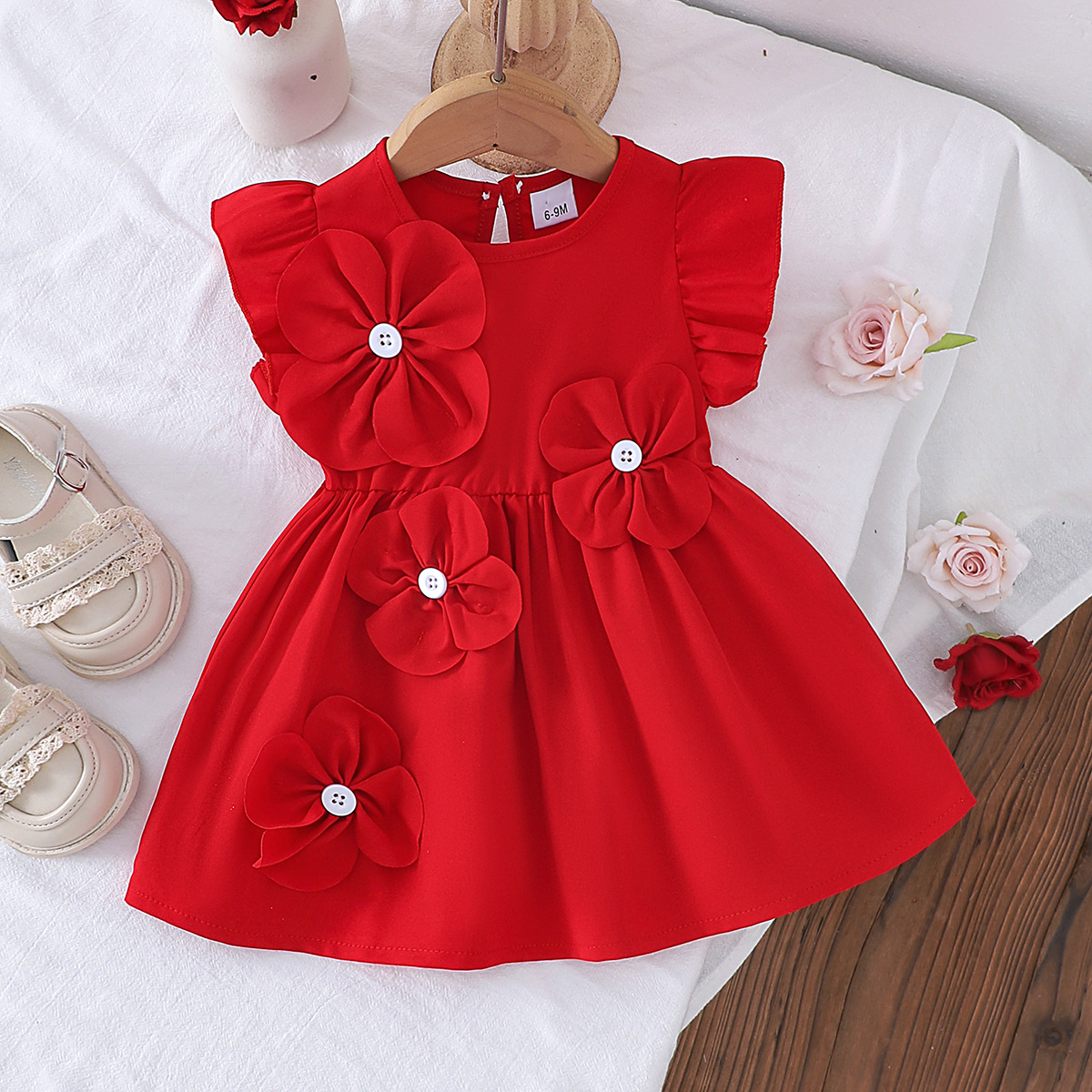 Cross border European and American casual summer baby girl sleeveless red dress