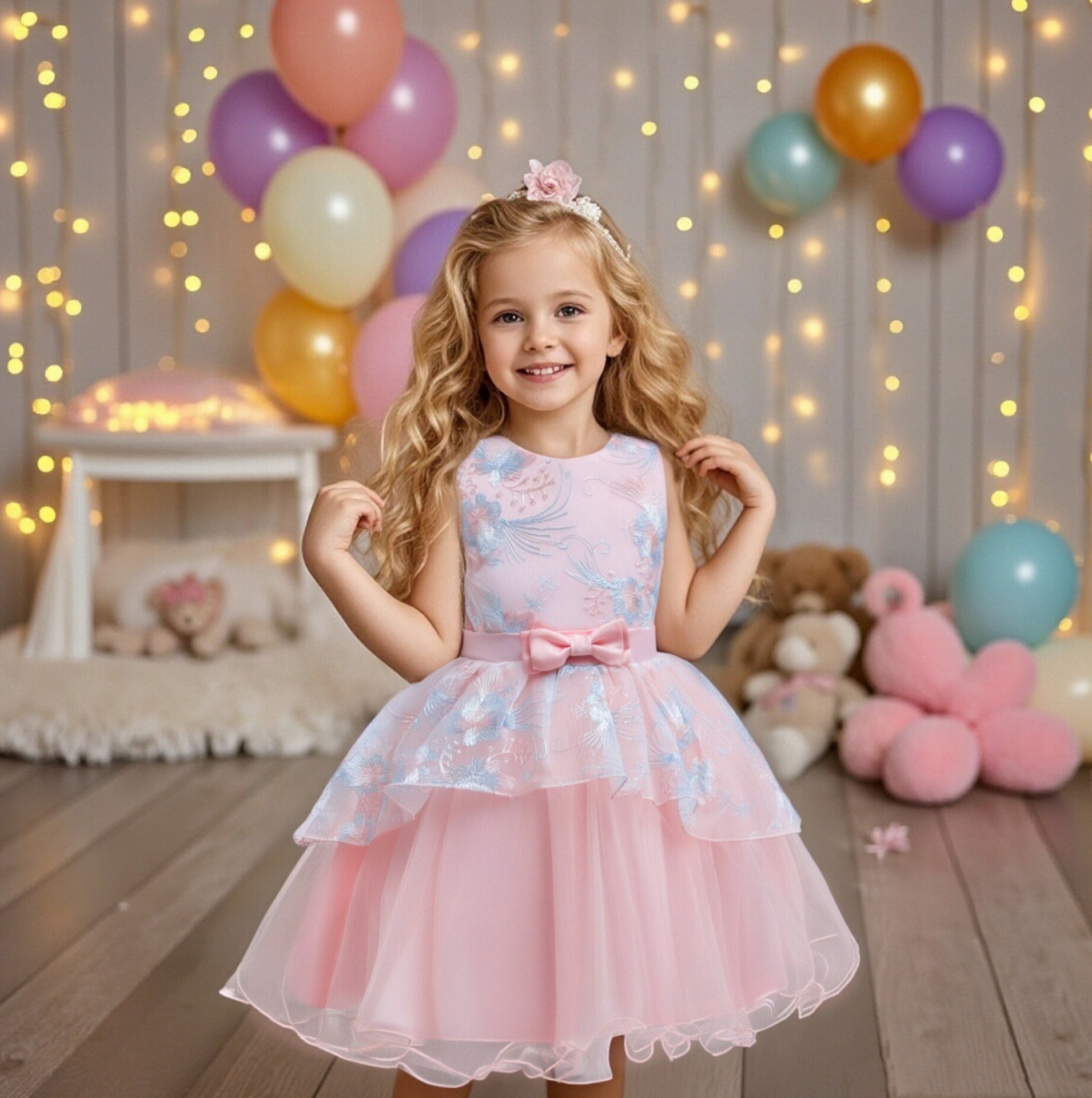 European and American popular children's 100 day old dress, girls' princess dress, flower girl dress, baby girl dress, baby girl wash dress