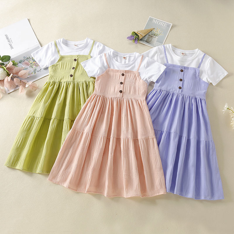 Girls' summer dress 2024 new stylish girls' summer dress children's summer dress princess dress little girl