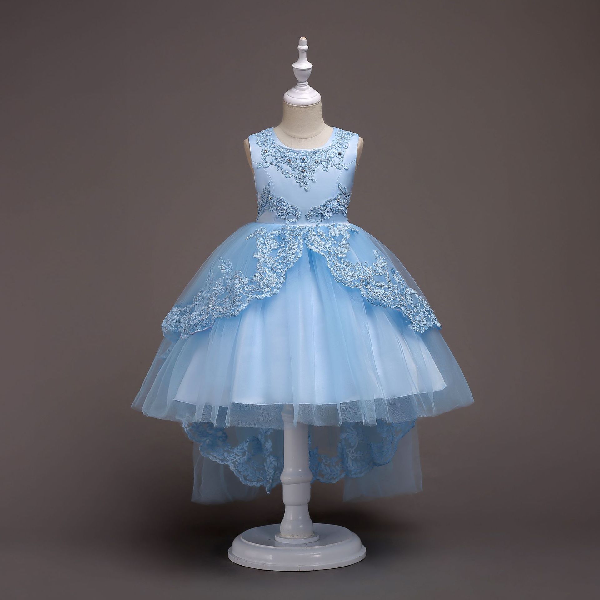 Hot selling children's dresses in Europe and America, girls' diamond studded princess dresses, fluffy lace trailing dresses, one piece hair replacement