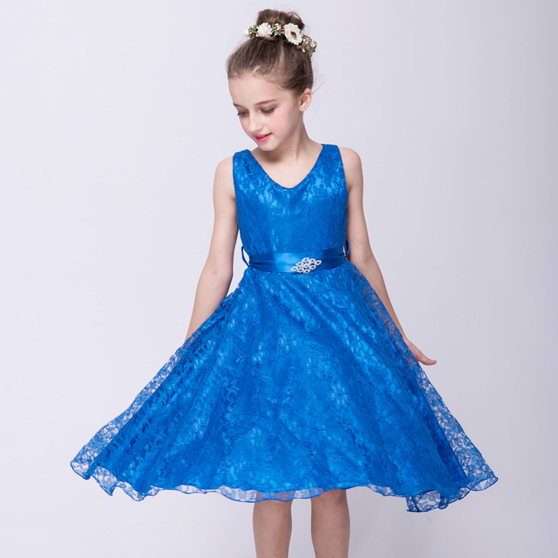 European and American style girls' dress, children's performance dress, soft lace princess dress, birthday party, evening dress, one piece hair replacement