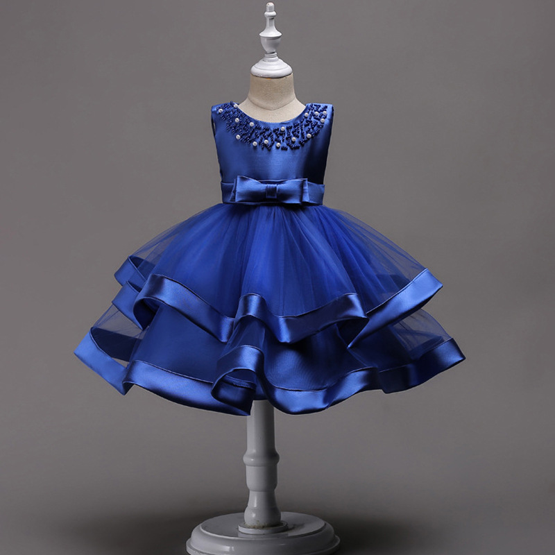 Hot selling simple girls' dresses with temperament, children's princess dresses, runway show hosts' birthdays, piano performance costumes, dresses