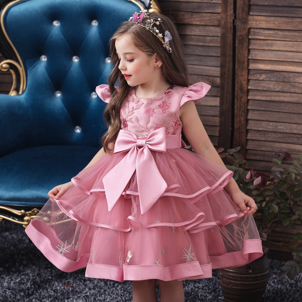 Cross border new children's dress, girls' runway dress, flower girl wedding dress, fluffy dress, performance dress, children