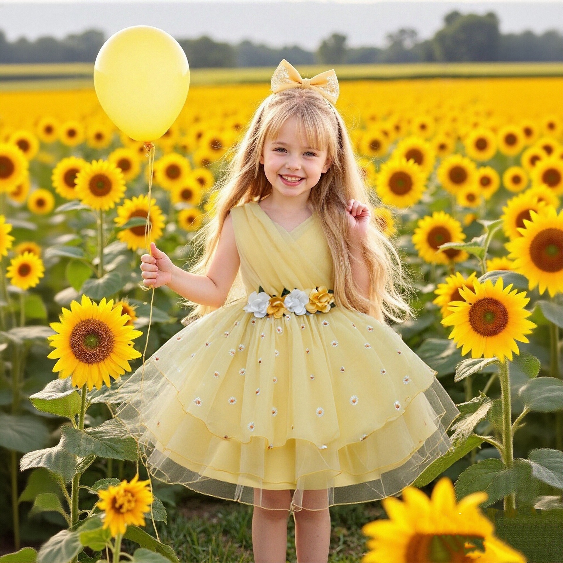 New girls' dress, children's dress, princess dress, flower girl wedding dress, mesh and fluffy dress