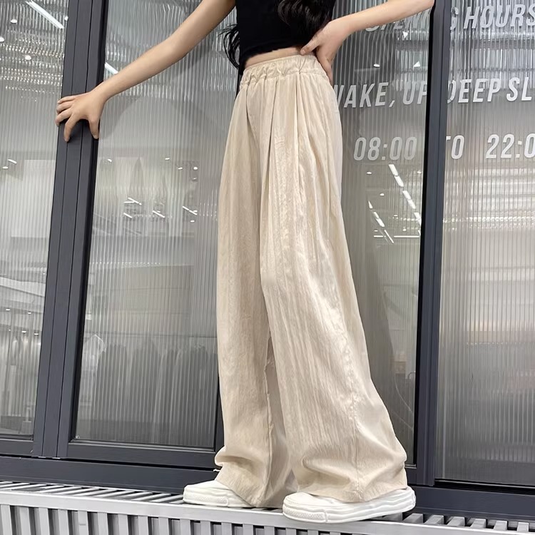 Internet celebrity girl Korean version loose and versatile wide leg pants, mid to large children's summer new style, stylish and solid color casual pants