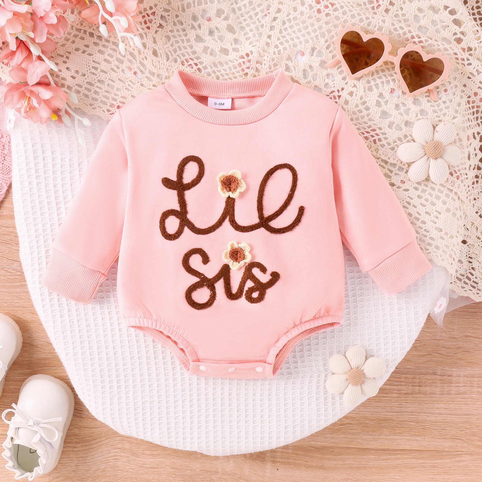 Foreign trade children's clothing, children's babies' spring and autumn climbing clothes, baby girl jumpsuit, baby long sleeved sweet flower wrap, flatwear