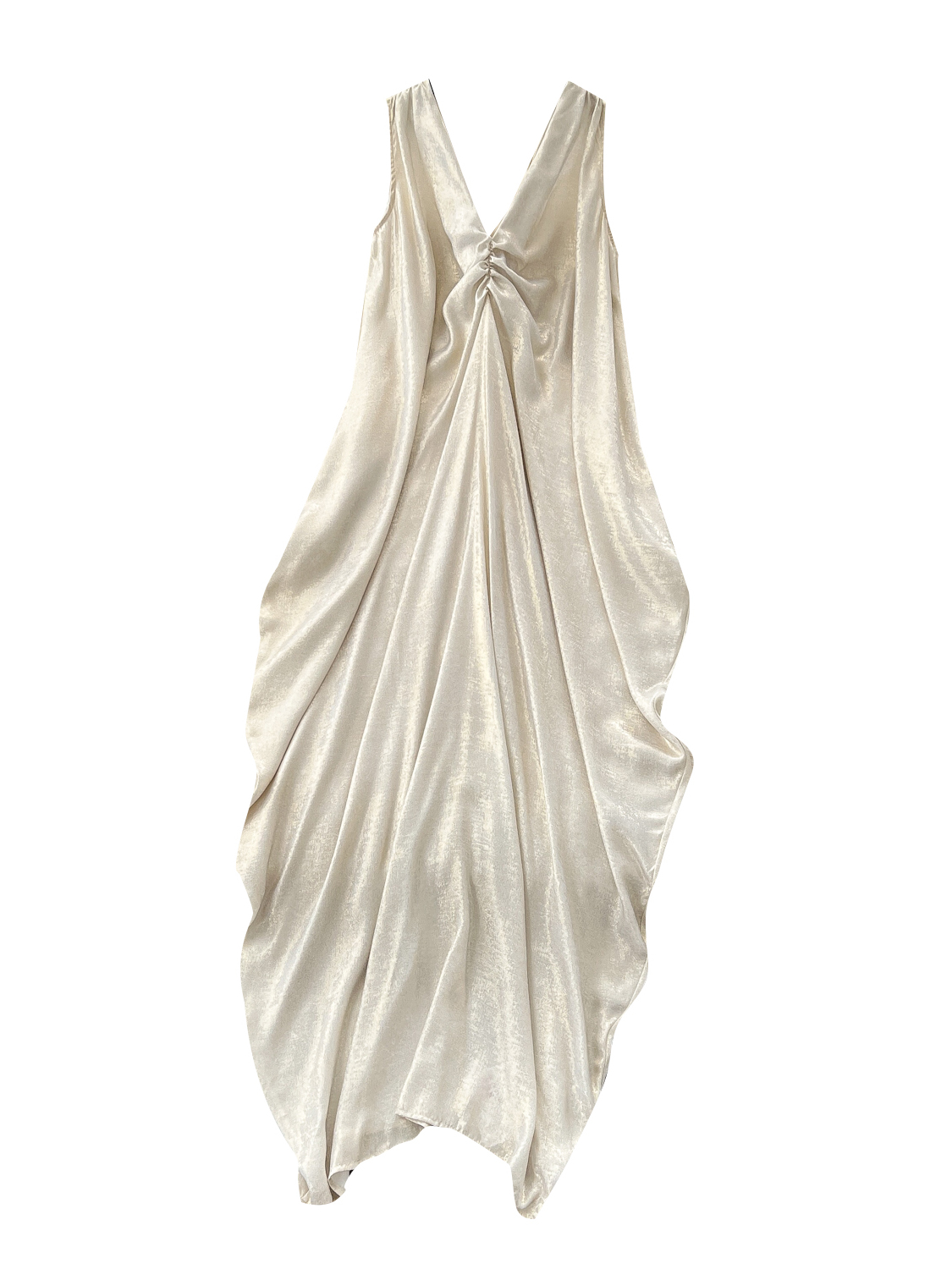 Atmosphere vacation style dress for women, summer French temperament, V-neck pleated sleeveless loose irregular long skirt Atmosphere vacation style dress for women, summer French temperament, V-neck pleated sleeveless loose irregular long skirt