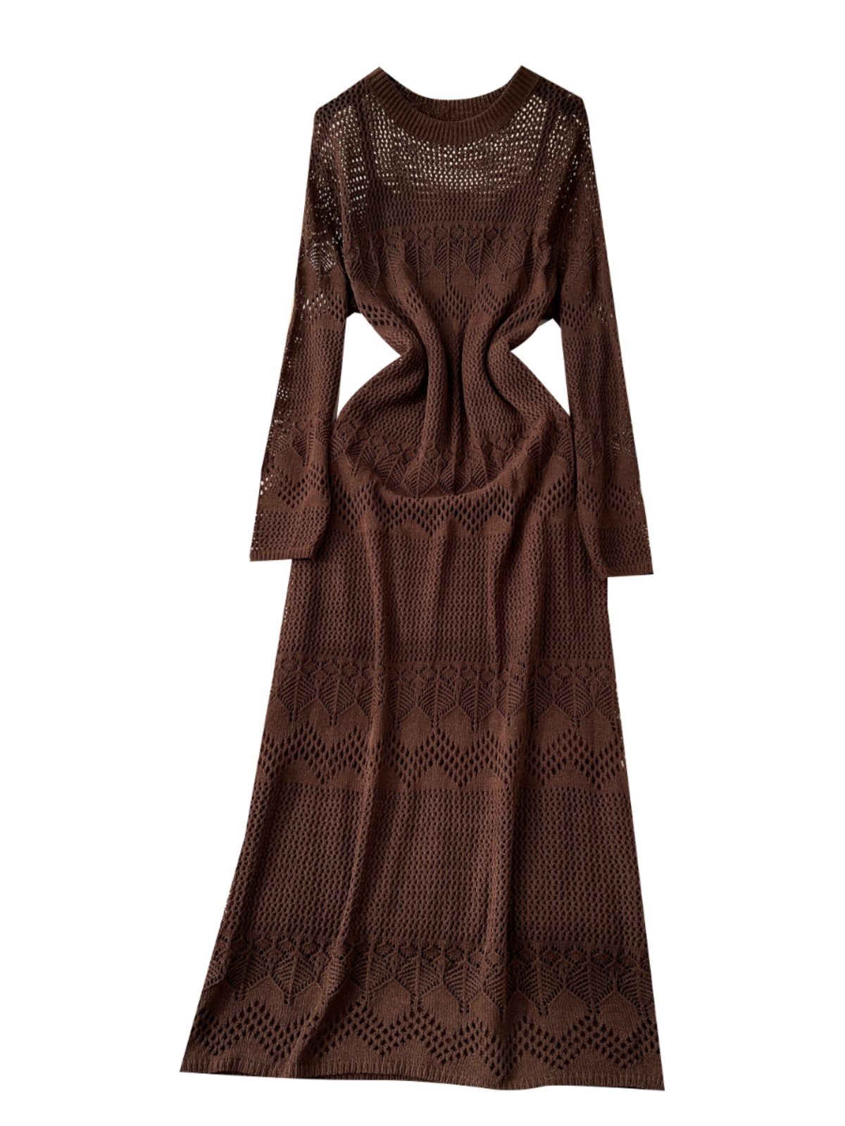 Korean gentle style, age reducing and lazy style, hollowed out hook and flower knitted dress, women's interior with camisole dress, two-piece set Korean gentle style, age reducing and lazy style, hollowed out hook and flower knitted dress, women's interior with camisole dress, two-piece set