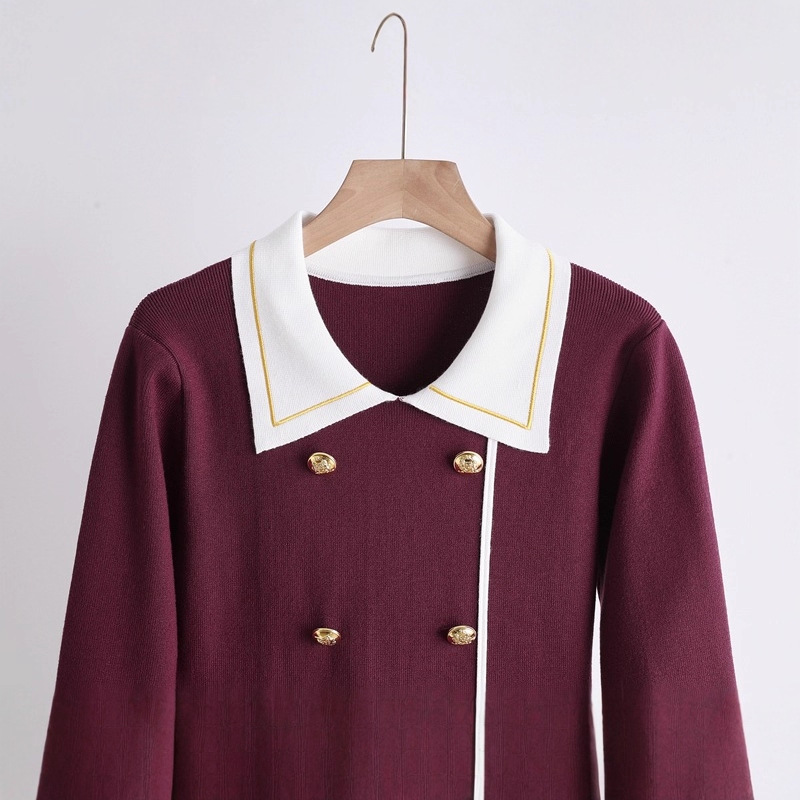 Cross border high-end atmosphere, formal occasion, small fragrance style, waist cinching, long sleeved slimming, Hepburn knitted mid length dress Cross border high-end atmosphere, formal occasion, small fragrance style, waist cinching, long sleeved slimming, Hepburn knitted mid length dress