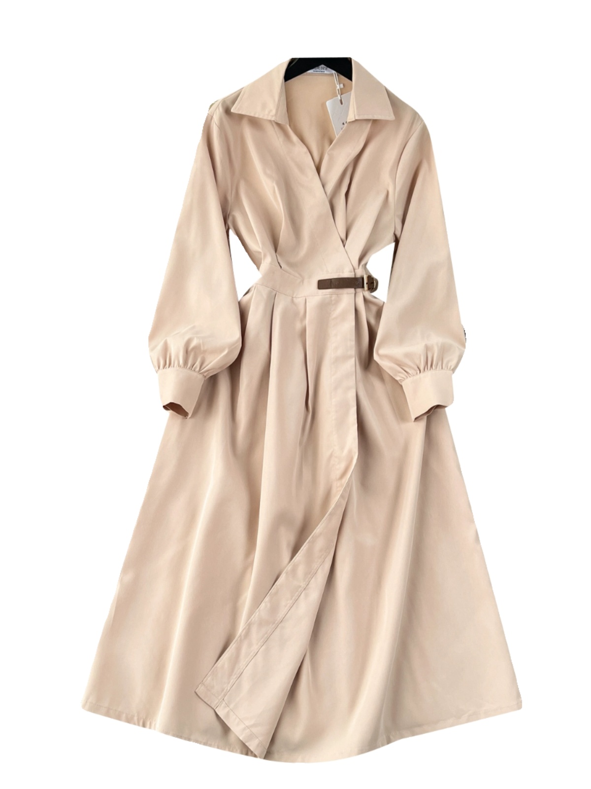 Medium length dress for women with high-end temperament, elegant lapel coat, women's design sense, niche waist cinching workwear skirt Medium length dress for women with high-end temperament, elegant lapel coat, women's design sense, niche waist cinching workwear skirt