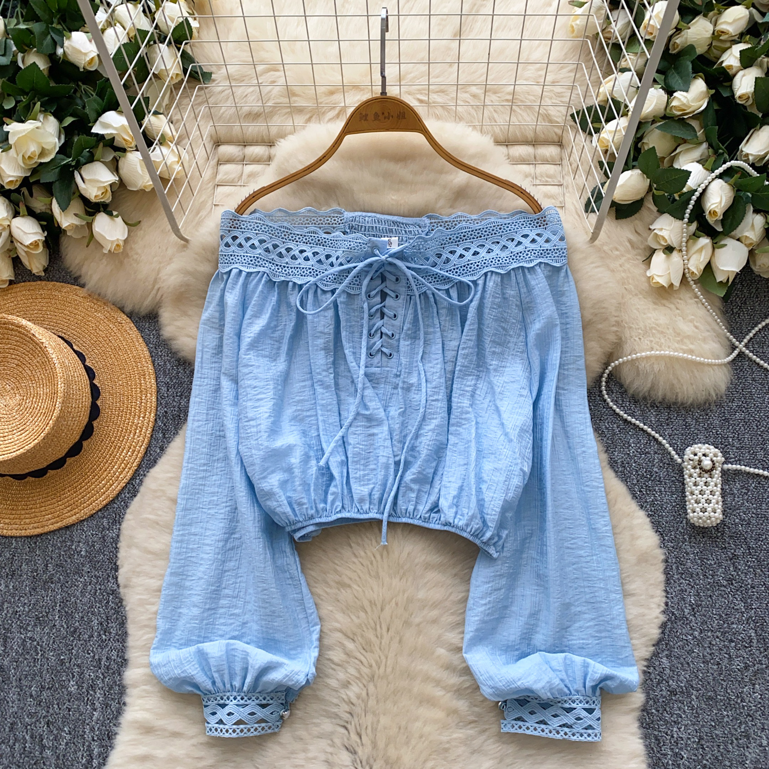 Design Heart Machine One Shoulder Long Sleeve Shirt for Women Autumn Heart Machine Lace Collar Lace Splicing Waist Short Top Trendy Design Heart Machine One Shoulder Long Sleeve Shirt for Women Autumn Heart Machine Lace Collar Lace Splicing Waist Short Top Trendy