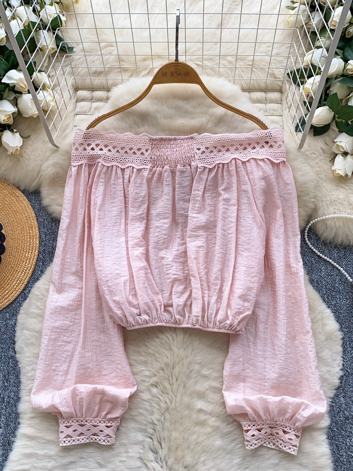 Design Heart Machine One Shoulder Long Sleeve Shirt for Women Autumn Heart Machine Lace Collar Lace Splicing Waist Short Top Trendy Design Heart Machine One Shoulder Long Sleeve Shirt for Women Autumn Heart Machine Lace Collar Lace Splicing Waist Short Top Trendy