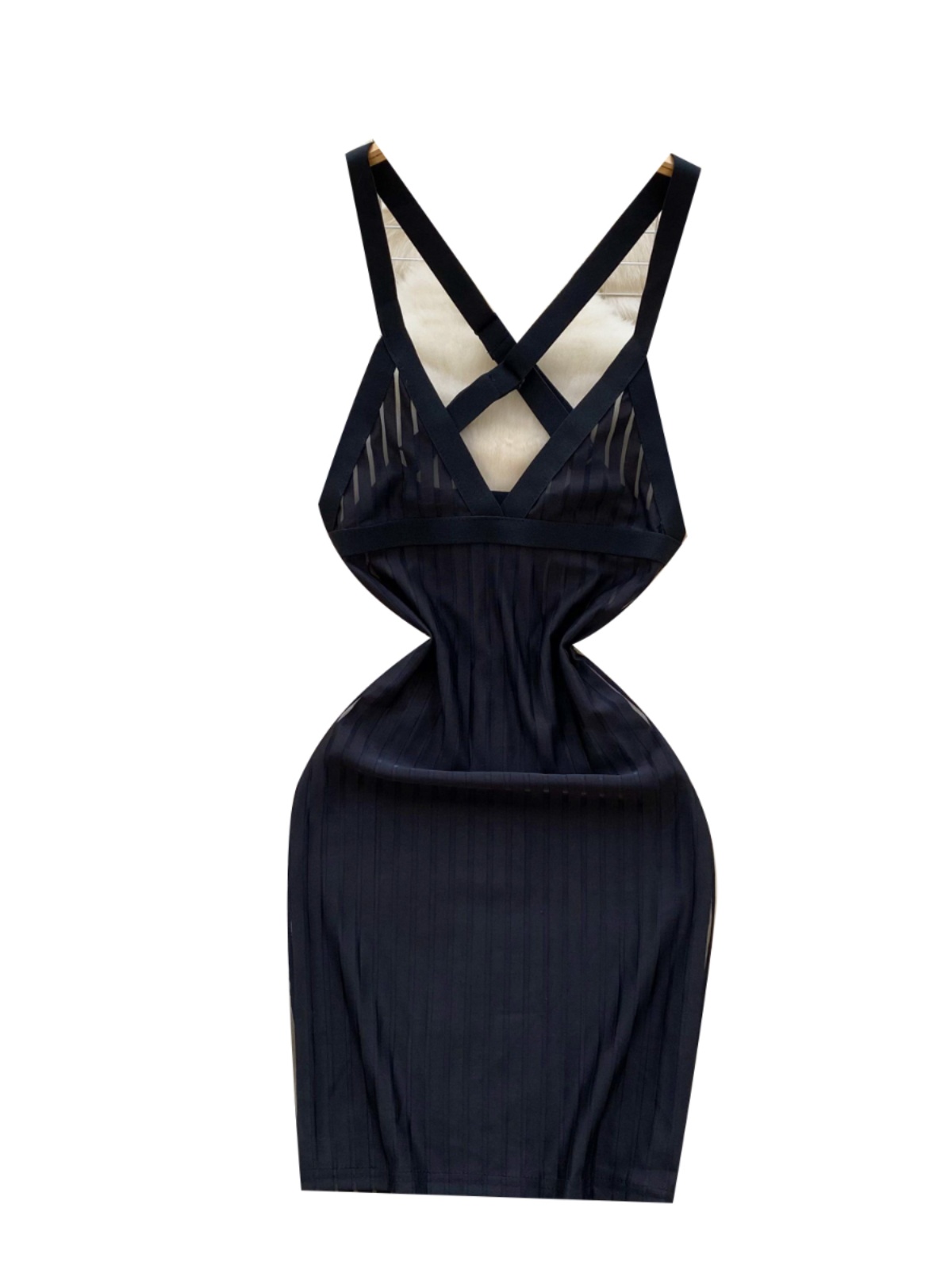 European and American style spicy girl camisole dress, women's spring mesh splicing, backless slimming design, pure desire to wrap buttocks skirt European and American style spicy girl camisole dress, women's spring mesh splicing, backless slimming design, pure desire to wrap buttocks skirt