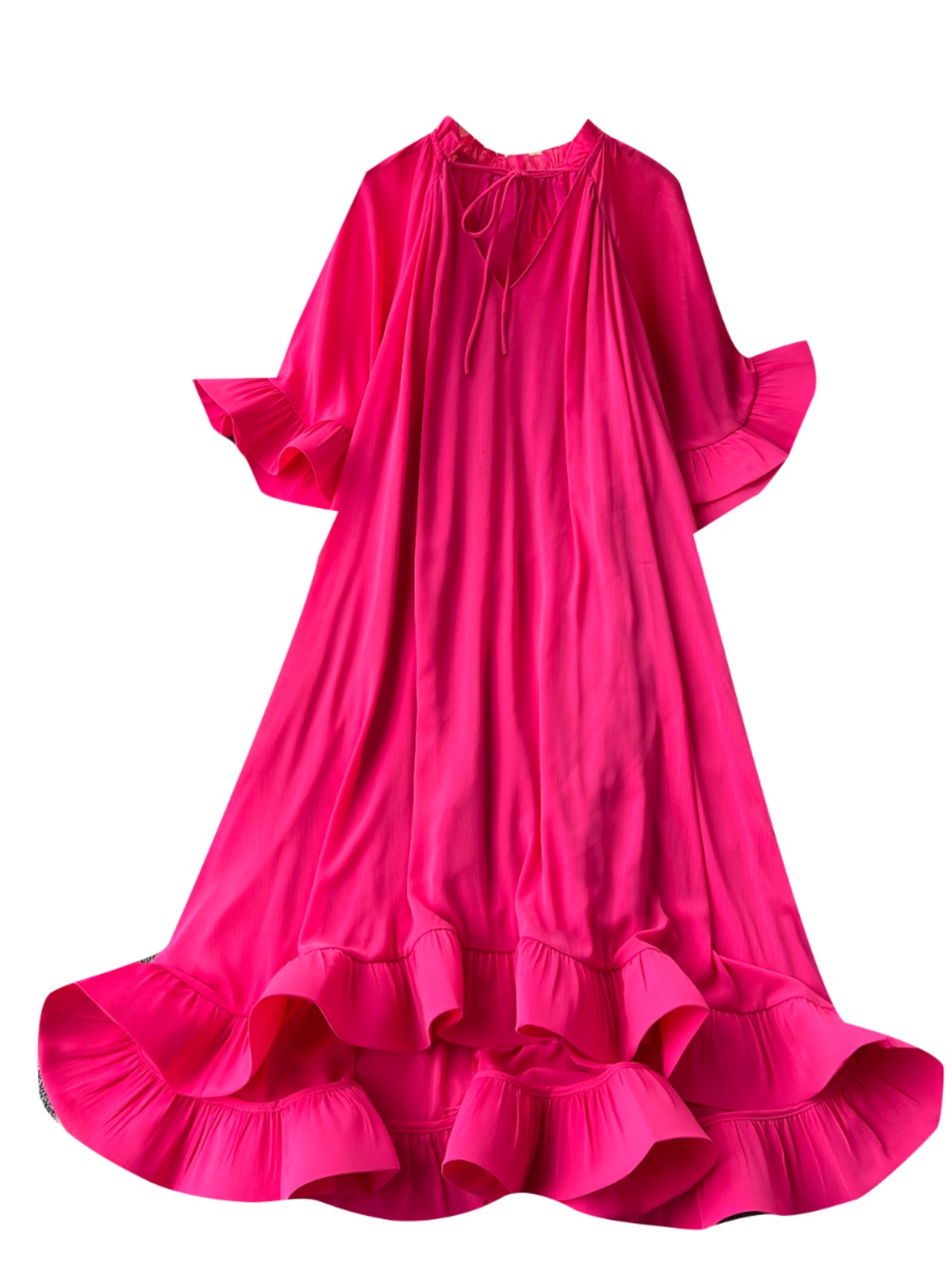 European and American niche palace style lotus leaf edge dress, women's high-end sense, loose and slimming temperament, vacation dress, long skirt European and American niche palace style lotus leaf edge dress, women's high-end sense, loose and slimming temperament, vacation dress, long skirt