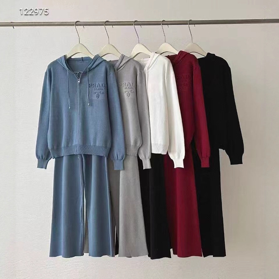 Cross border 2025 casual spring knitted letter embossed hooded loose cardigan high waisted wide leg pants set for women Cross border 2025 casual spring knitted letter embossed hooded loose cardigan high waisted wide leg pants set for women