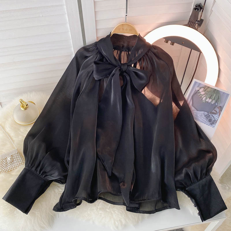 French style shirt for women with a sense of niche design, light luxury, socialite style temperament, versatile shirt, gentle style, bubble sleeve top for women French style shirt for women with a sense of niche design, light luxury, socialite style temperament, versatile shirt, gentle style, bubble sleeve top for women