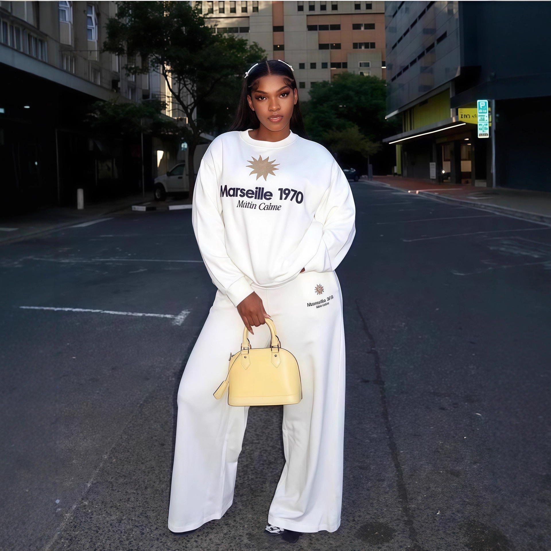 European and American cross-border women's clothing 2025 autumn new item solid color long sleeved round neck printed top loose wide leg casual suit