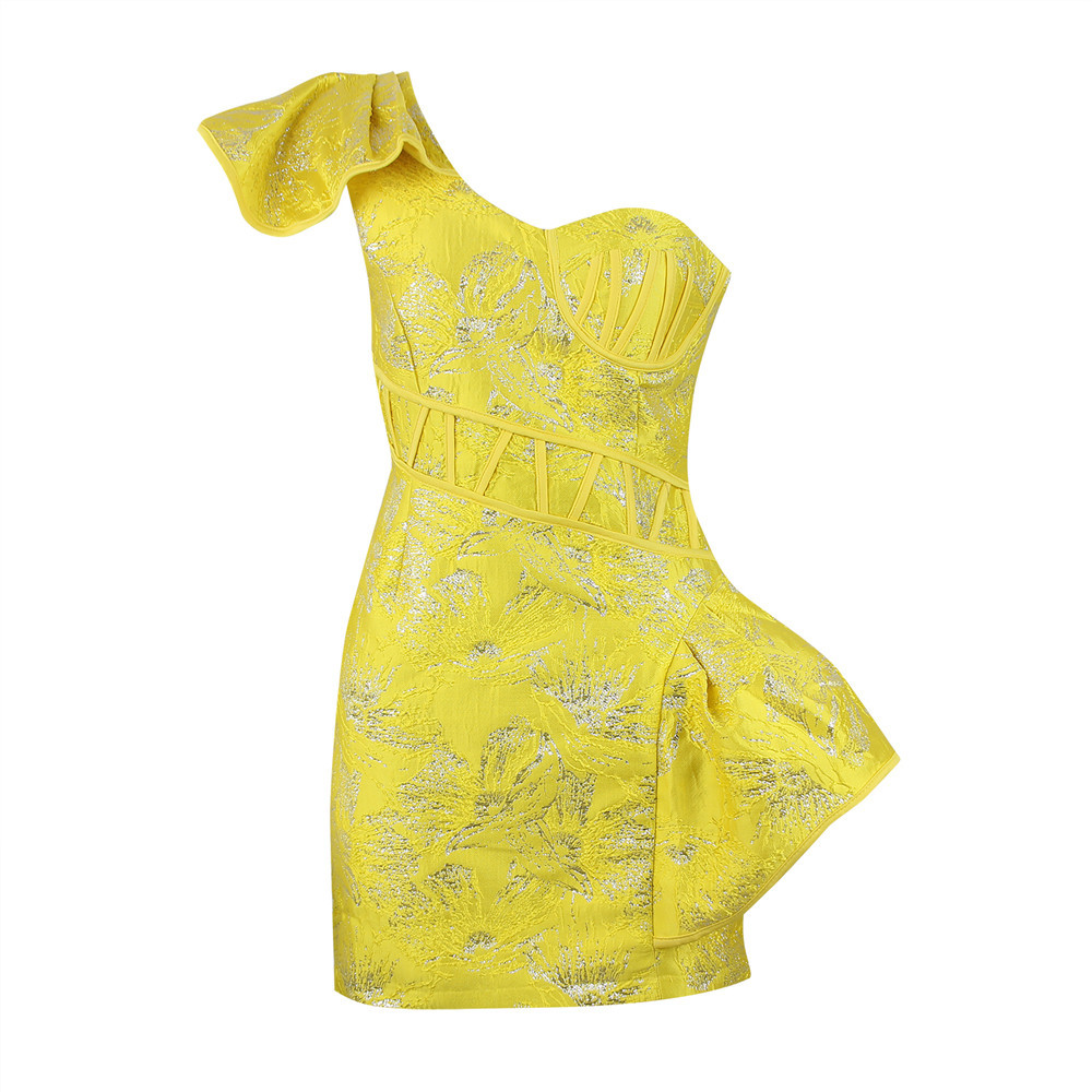 Summer New Sleeveless One Shoulder Short Jacquard Bag Hip Personalized Street Style Dress Party Dress Summer New Sleeveless One Shoulder Short Jacquard Bag Hip Personalized Street Style Dress Party Dress