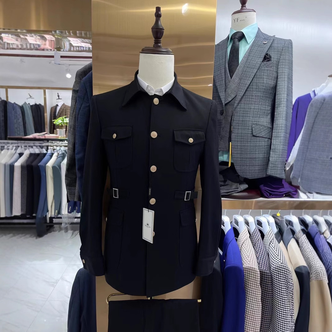 Man suit cross-border foreign trade men's Zhongshan suit series wedding casual hosting suit 2-piece set 2piss