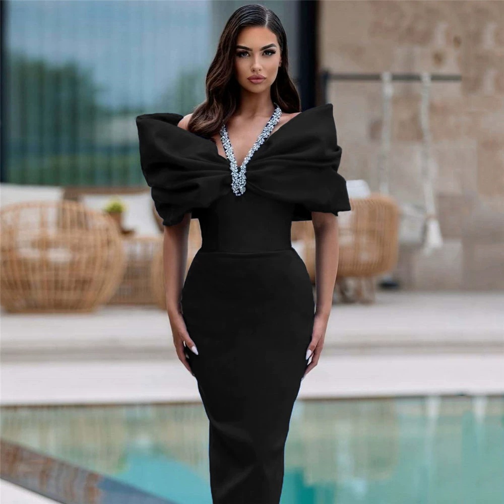 New bandage dress with neck hanging, slimming and tight fitting one step dress, off shoulder fashion, sexy high waisted evening dress, European and American