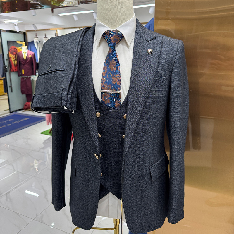 Man suit cross-border foreign trade Korean version fashionable men's suit printed suit set 3-piece suit set