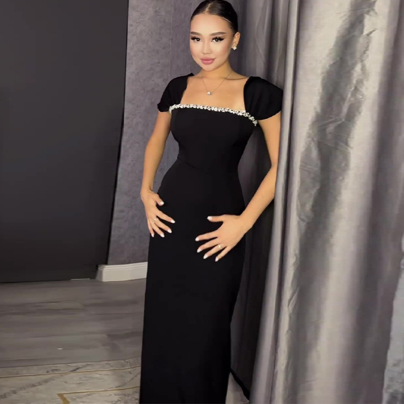 New Fashion Bandage Dress for Women's High End, Diamond studded Temperament, Hip hugging Dress, Cross border Dress from Europe and America