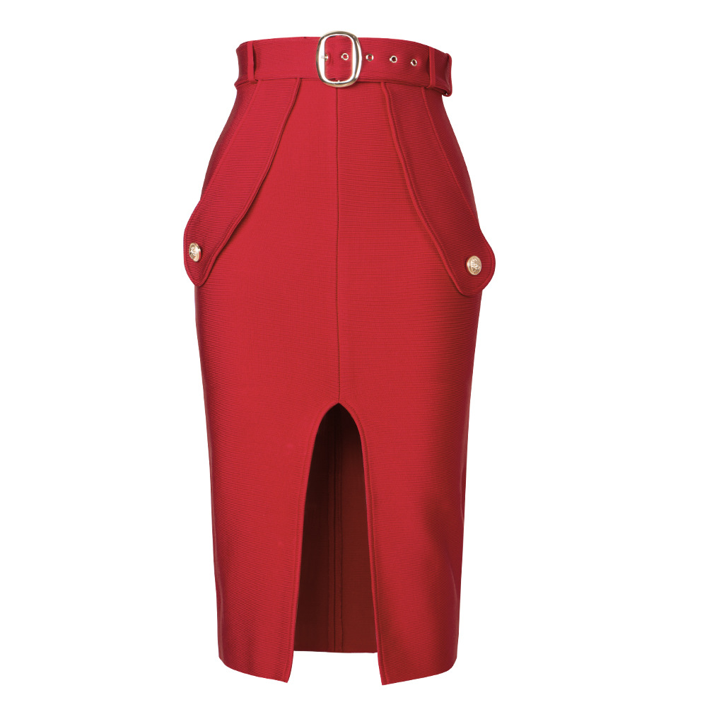 High waisted European and American new waistband zipper waistband design with elegant temperament, available in multiple colors, bandage dress, high waisted