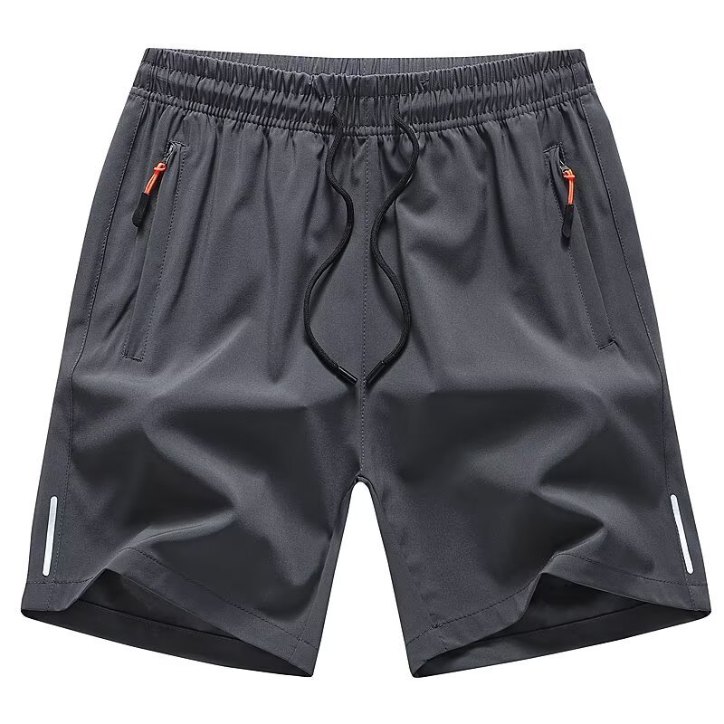 Short shorts, quick drying, oversized, loose fit, breathable zipper, Korean printed, foreign trade running ice silk five quarter pants Short shorts, quick drying, oversized, loose fit, breathable zipper, Korean printed, foreign trade running ice silk five quarter pants