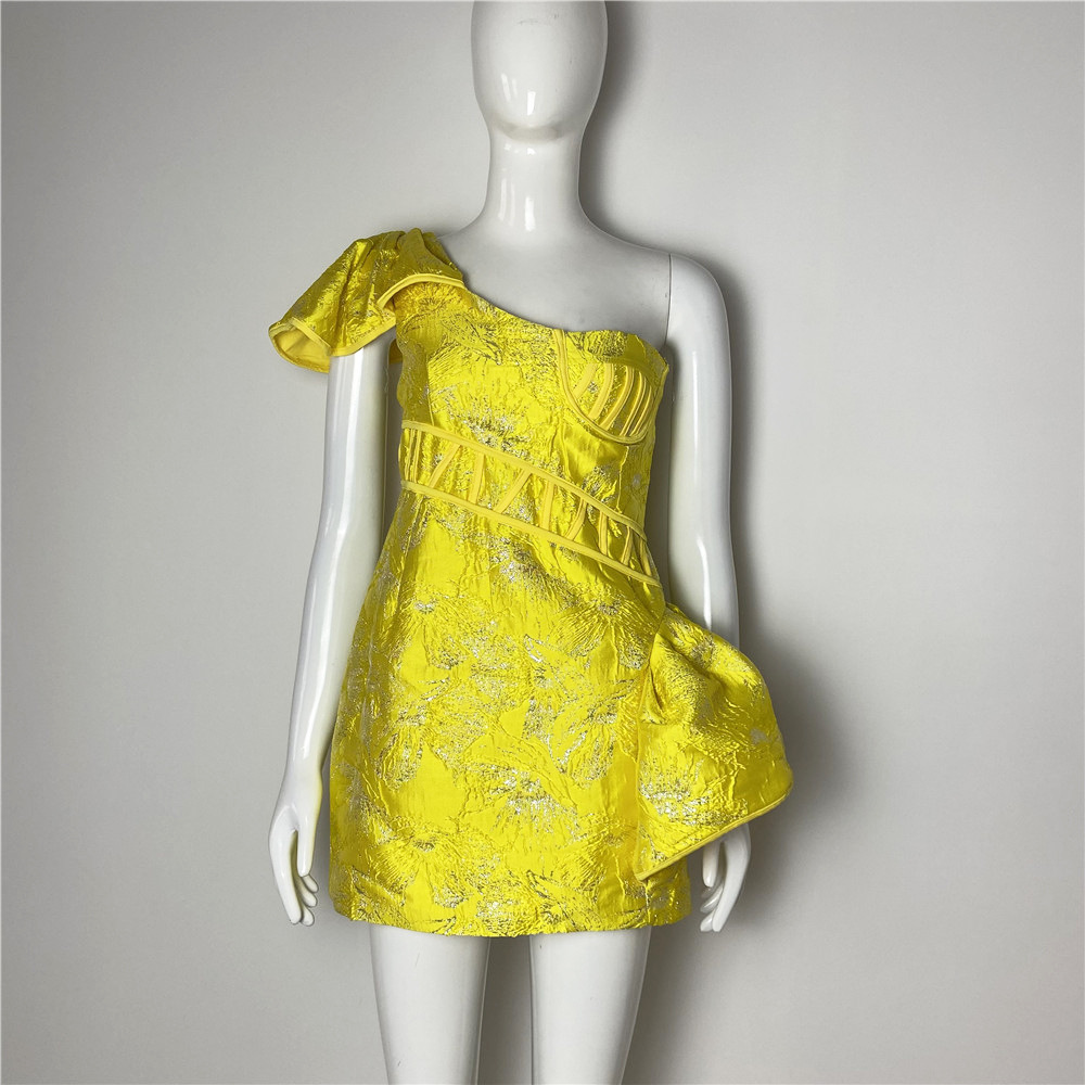 Summer New Sleeveless One Shoulder Short Jacquard Bag Hip Personalized Street Style Dress Party Dress Summer New Sleeveless One Shoulder Short Jacquard Bag Hip Personalized Street Style Dress Party Dress