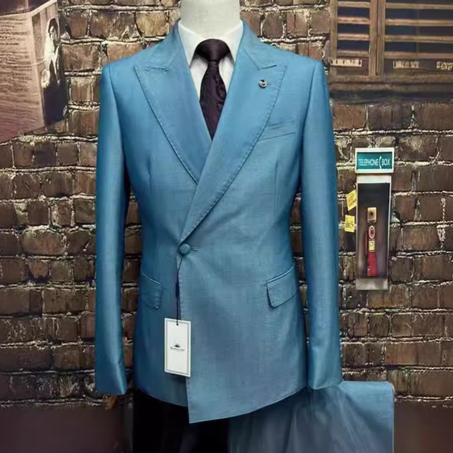 Man suit cross-border foreign trade men's checkered wedding casual hosting suit 2-piece set 2piss