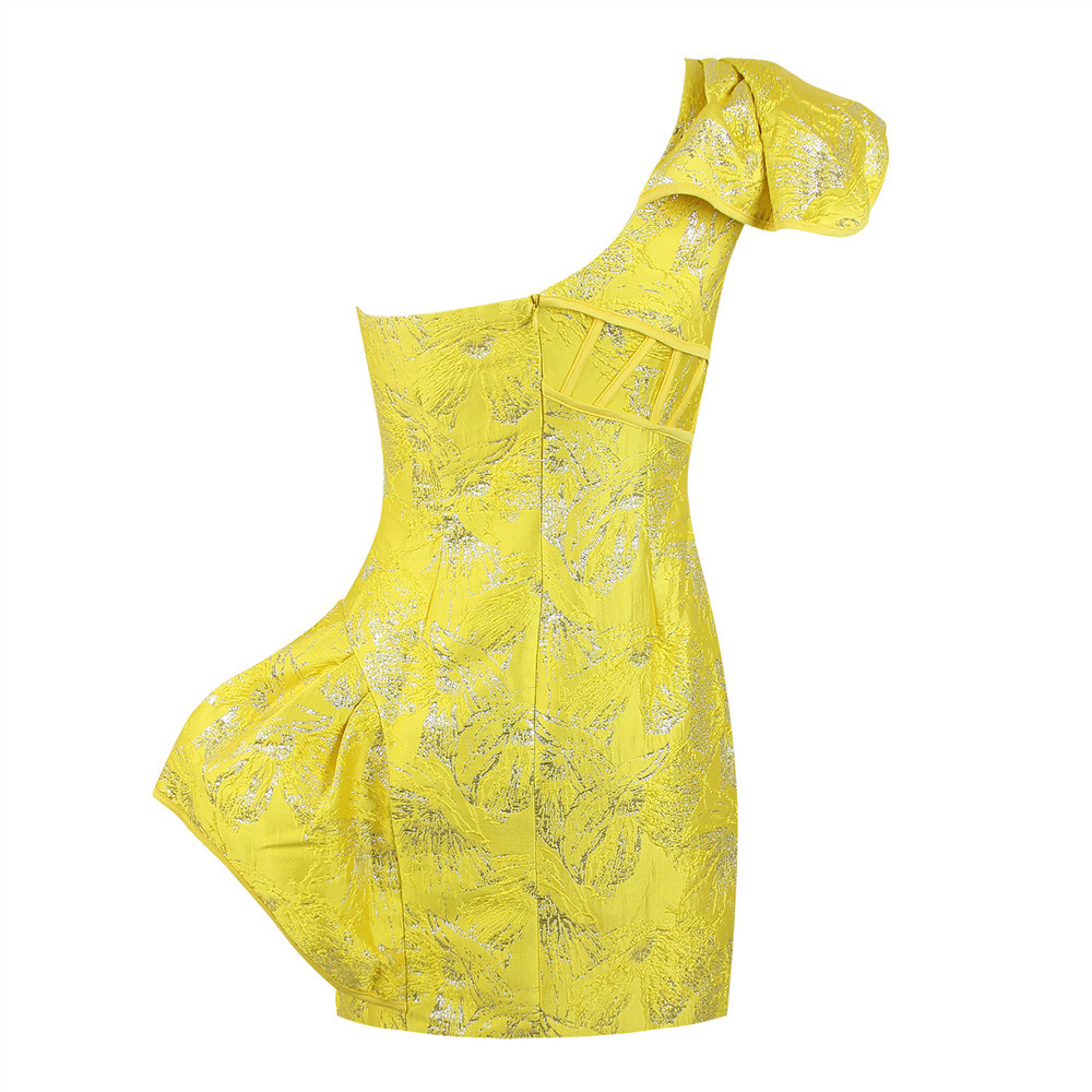 Summer New Sleeveless One Shoulder Short Jacquard Bag Hip Personalized Street Style Dress Party Dress Summer New Sleeveless One Shoulder Short Jacquard Bag Hip Personalized Street Style Dress Party Dress