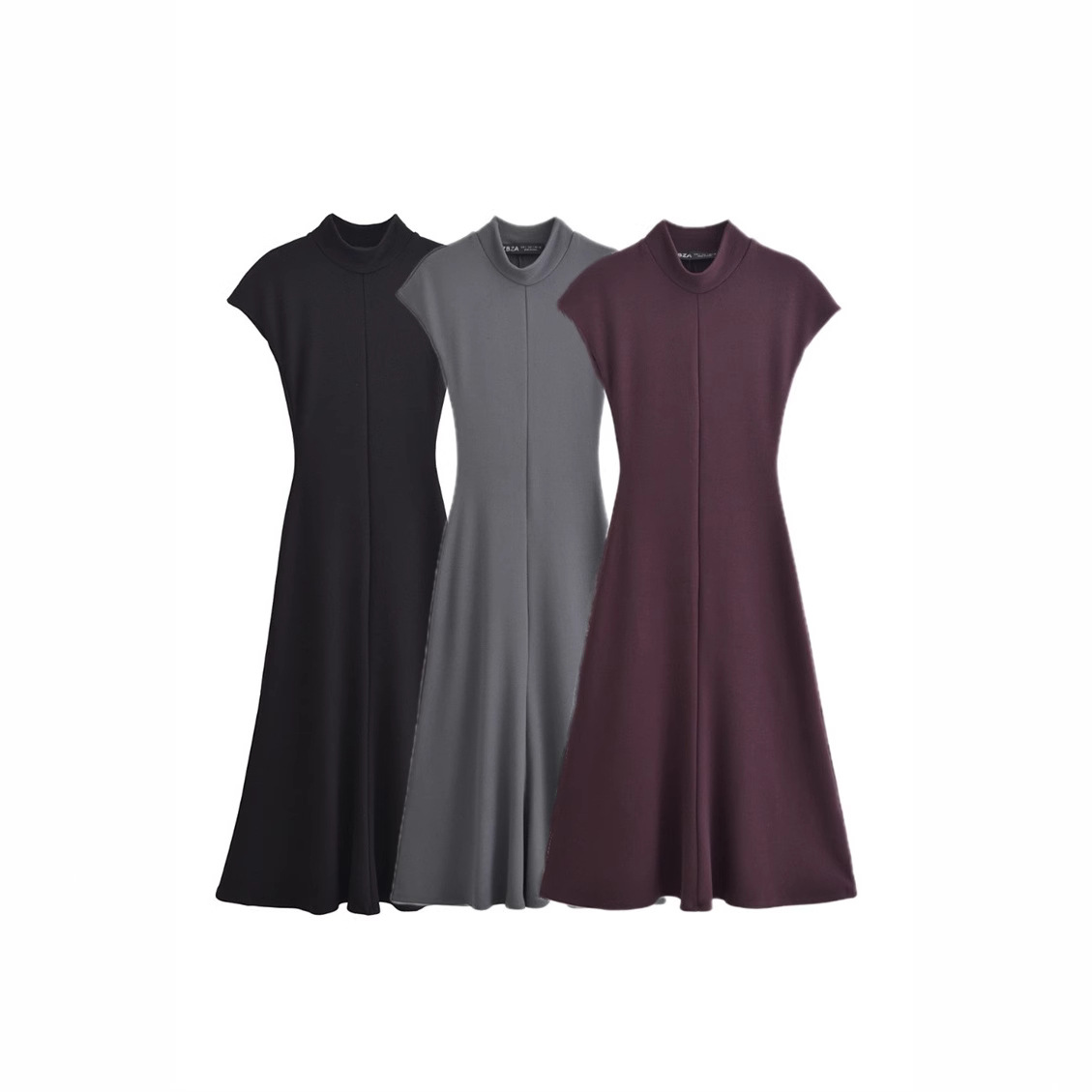 Foreign Trade 2025 Spring New Dress for Women's Clothing, Slim and Casual, Solid Color, Wide Fold Design Sense 5584174