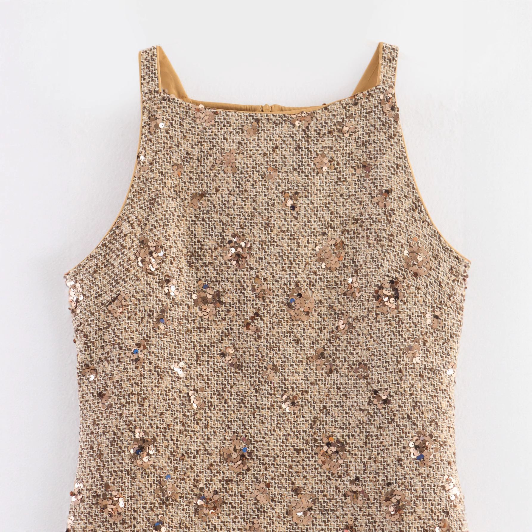 Foreign Trade 2025 Summer New Women's Clothing European and American Style Bead Decoration Small Fragrance Sleeveless Sexy Slimming Dress Foreign Trade 2025 Summer New Women's Clothing European and American Style Bead Decoration Small Fragrance Sleeveless Sexy Slimming Dress