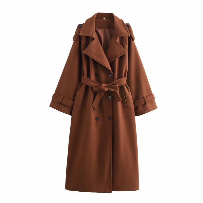 Foreign Trade 2024 Autumn New Women's Clothing European and American Style Classic British Style Double breasted Pants Woolen Coat Women's Coat Foreign Trade 2024 Autumn New Women's Clothing European and American Style Classic British Style Double breasted Pants Woolen Coat Women's Coat