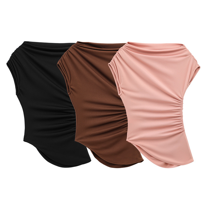 Foreign Trade 2025 Spring New T-shirt Round Neck Bottom Shirt Loose Top Women's Short Sleeve Design Sense 5644768