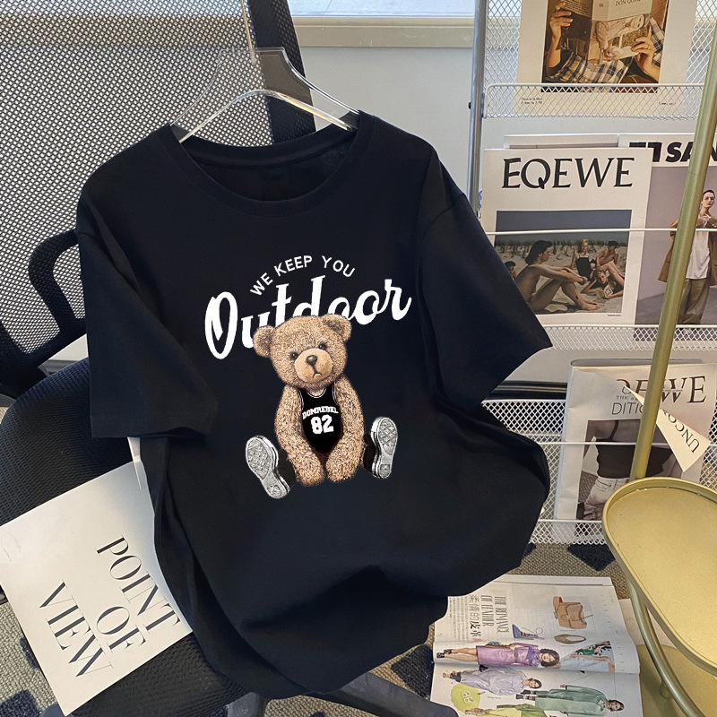 European style large edition short sleeved T-shirt for women, loose fit 2024 new round neck student versatile mid to long half sleeved top, trendy Instagram