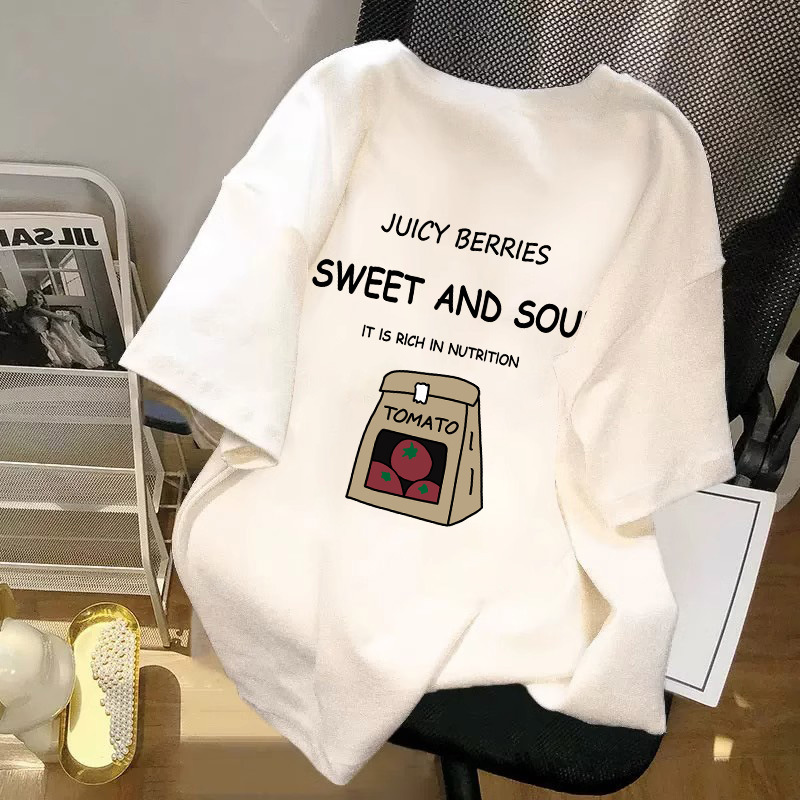 European style Western style large white short sleeved T-shirt for women 2024 new loose large size spring and summer thick half sleeved top