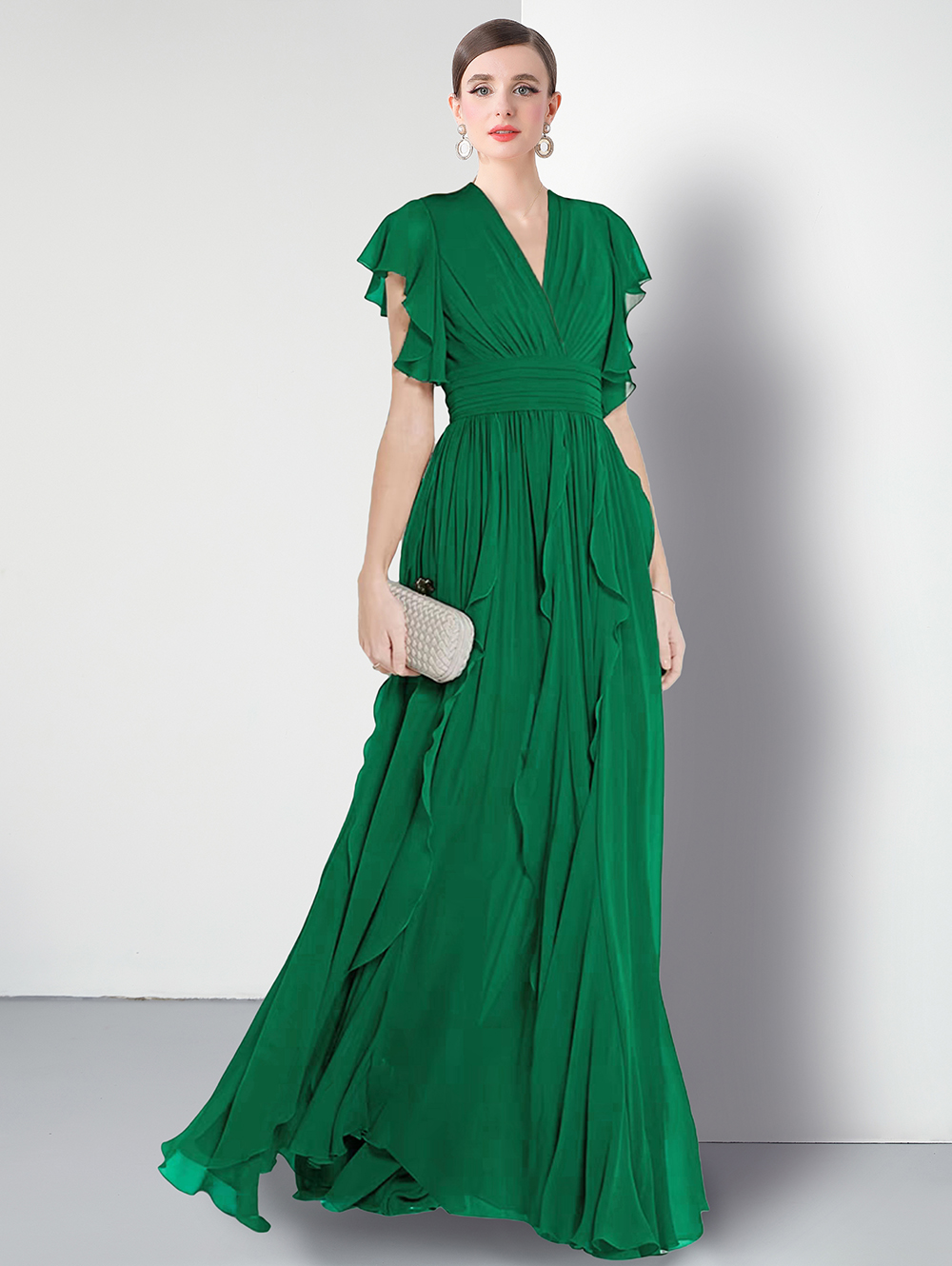 Factory direct sales European station evening dress splicing dress, customer order 9912, length 135